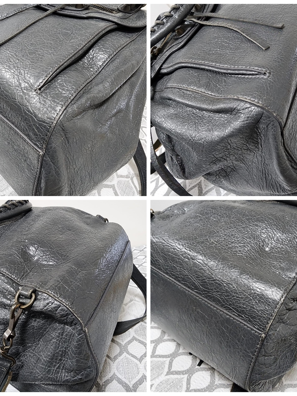 BALENCIAGA Agneau Classic Hardware Zip Traveler Backpack Grey - Picture 11 of 12